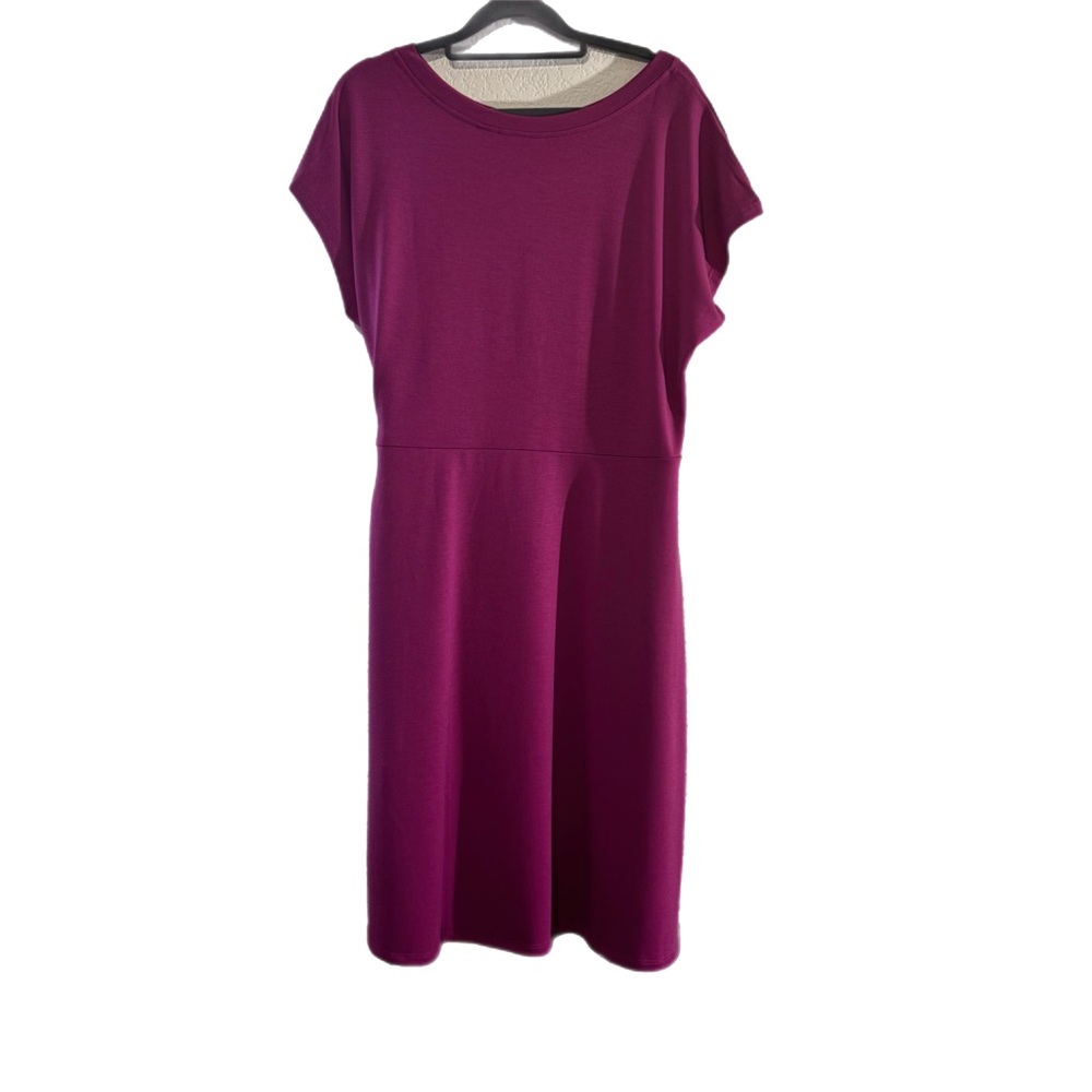 Lacey Chabert Purple Ruched Tie Front Midi Dress - Picture 3 of 8